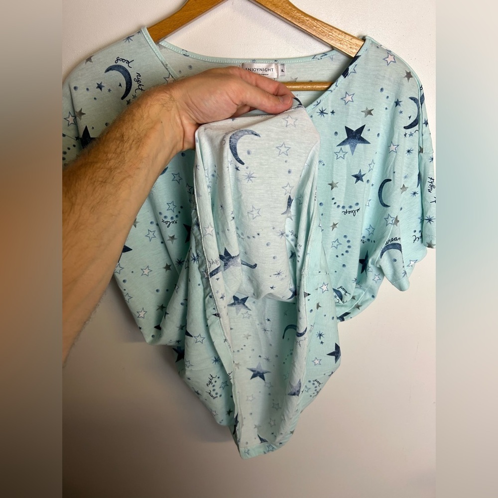 Enjoynight pajama Top Blue Star and Moon Novelty Print Size XL Blue comfortable - Picture 6 of 14